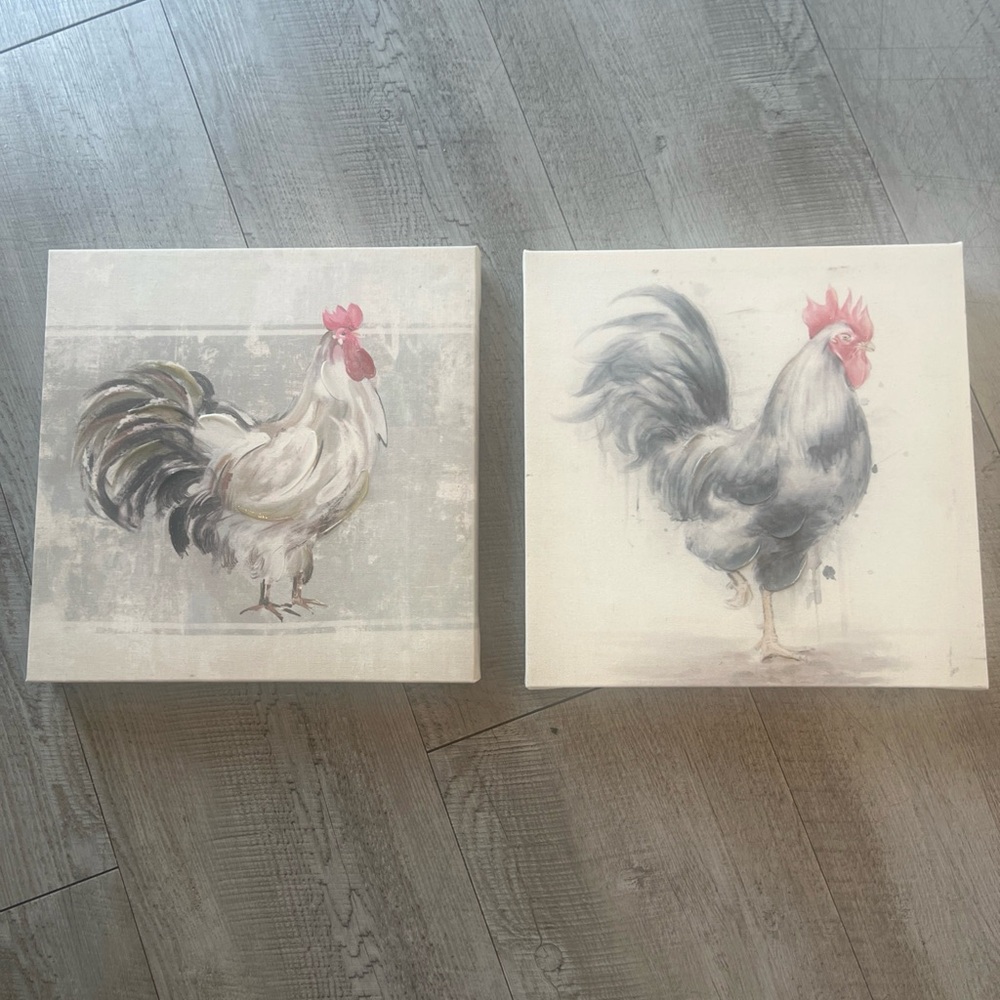 Rooster Art - Two pieces - Canvas